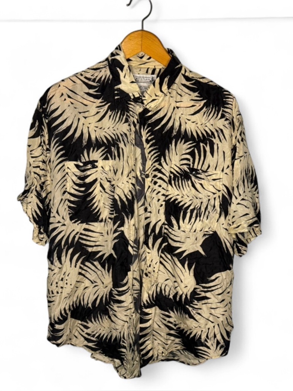Whistles 100% Silk Palm Print Button Up Shirt Size Large